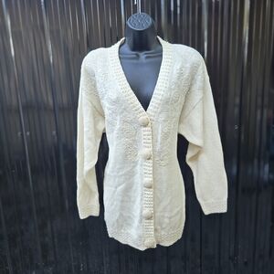 VINTAGE VICTORIA HARBOUR Elegant Cream Women's Cardigan